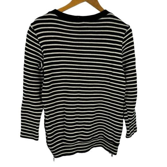 Drew Striped Black White Side Zipper Pullover Jumper Sweater Size Medium - Picture 7 of 11